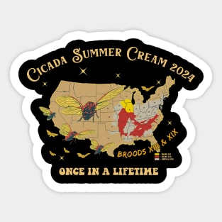 Cicadas Summer Scream Reunion Tour 2024, The Cicada Concert Tour, Insect Cicada Broods XIII & XIX, One In a Lifetime (2 Sided) Sticker